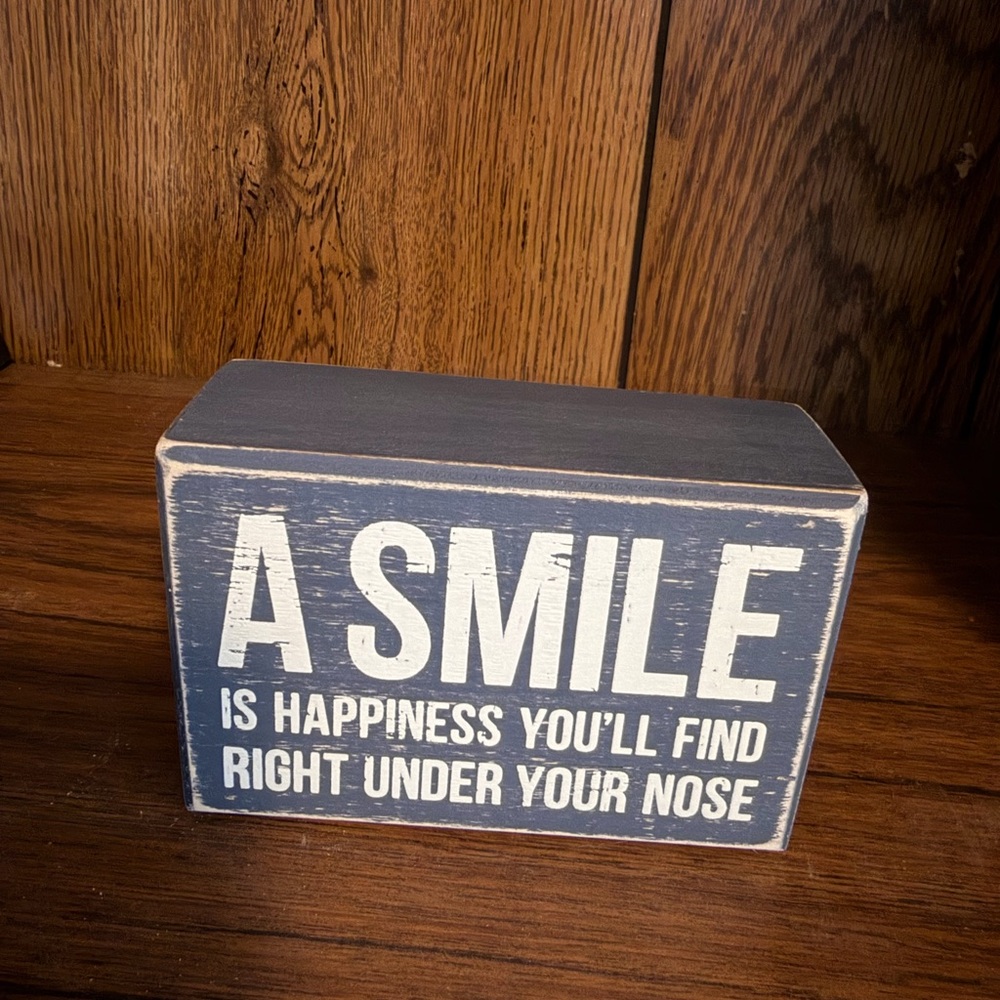 Primitives by Kathy Blue and White Wooden Sign